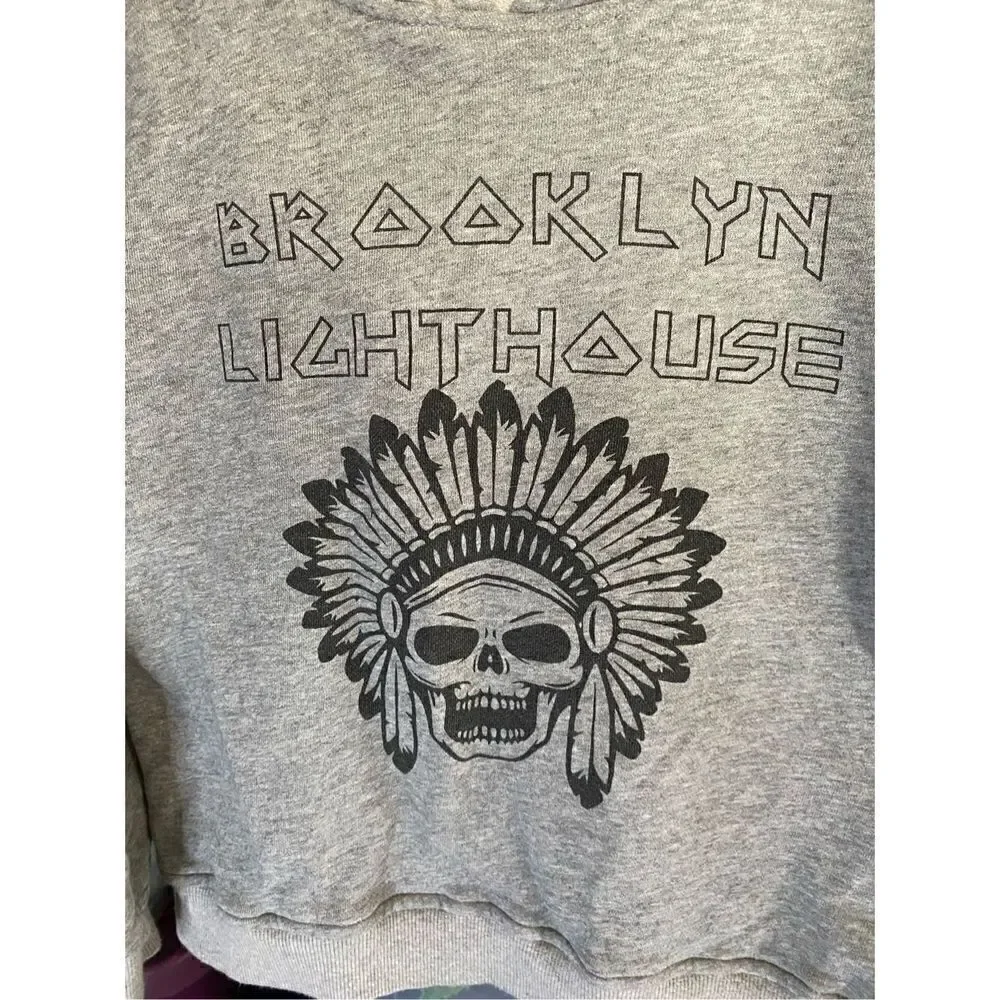 Brooklyn lighthouse boys, Indian skeleton gray hoodie, 7/8 ￼